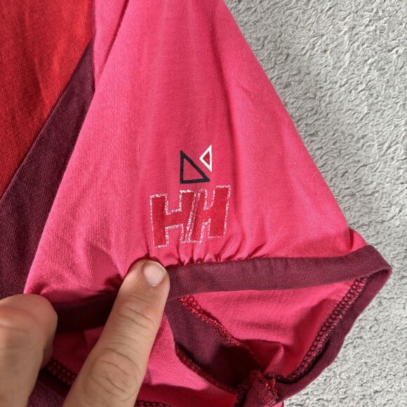 Helly Hansen T Shirt Womens Size XL Diamond Pattern Harlequin Red Pink Boat Neck - Picture 7 of 10
